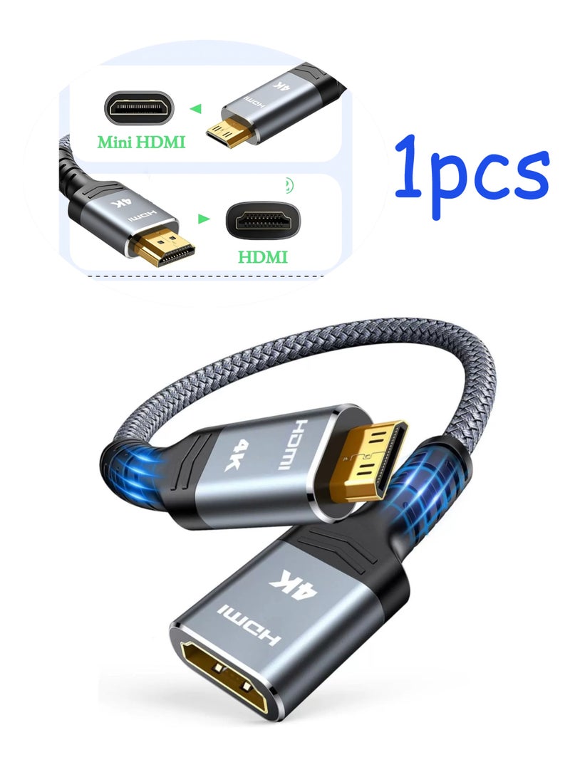 Grey Micro HDMI to HDMI Adapter, Micro HDMI Male to HDMI Female Adapter Cable, 4K@60Hz HDR 3D Dolby 18Gbps, Compatible for Nikon Zfc/GoPro Hero/Raspberry Pi 4/Sony A6000 and Other Action Camera - Image 1